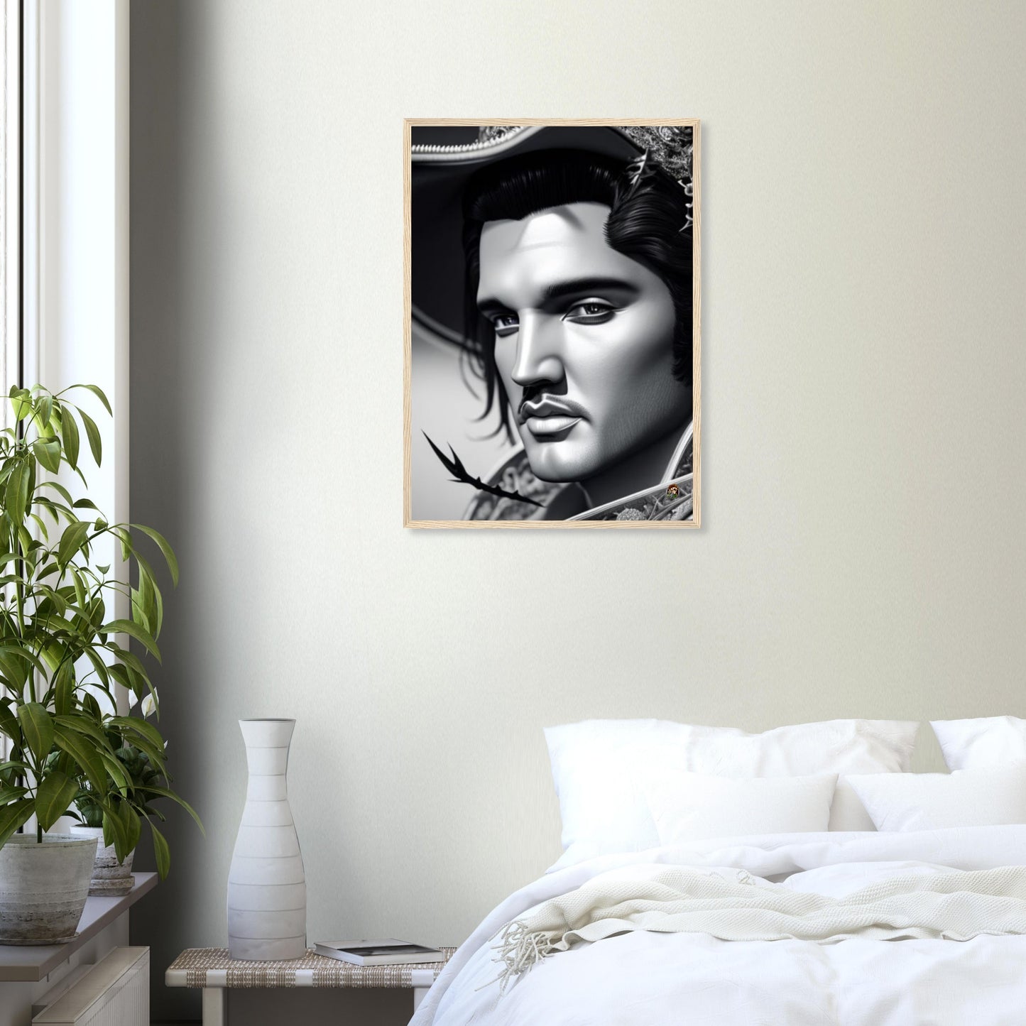 Elvis Presley Premium Semi-Glossy Wooden Framed Poster. created by Ötzi Frosty