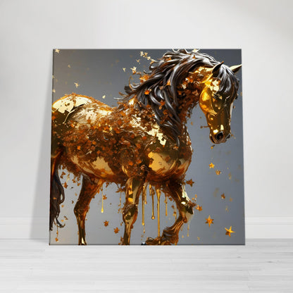 "Epic Elegance: The Amber-Gold Honeywine Horse" 3D digital Art Canvas Art