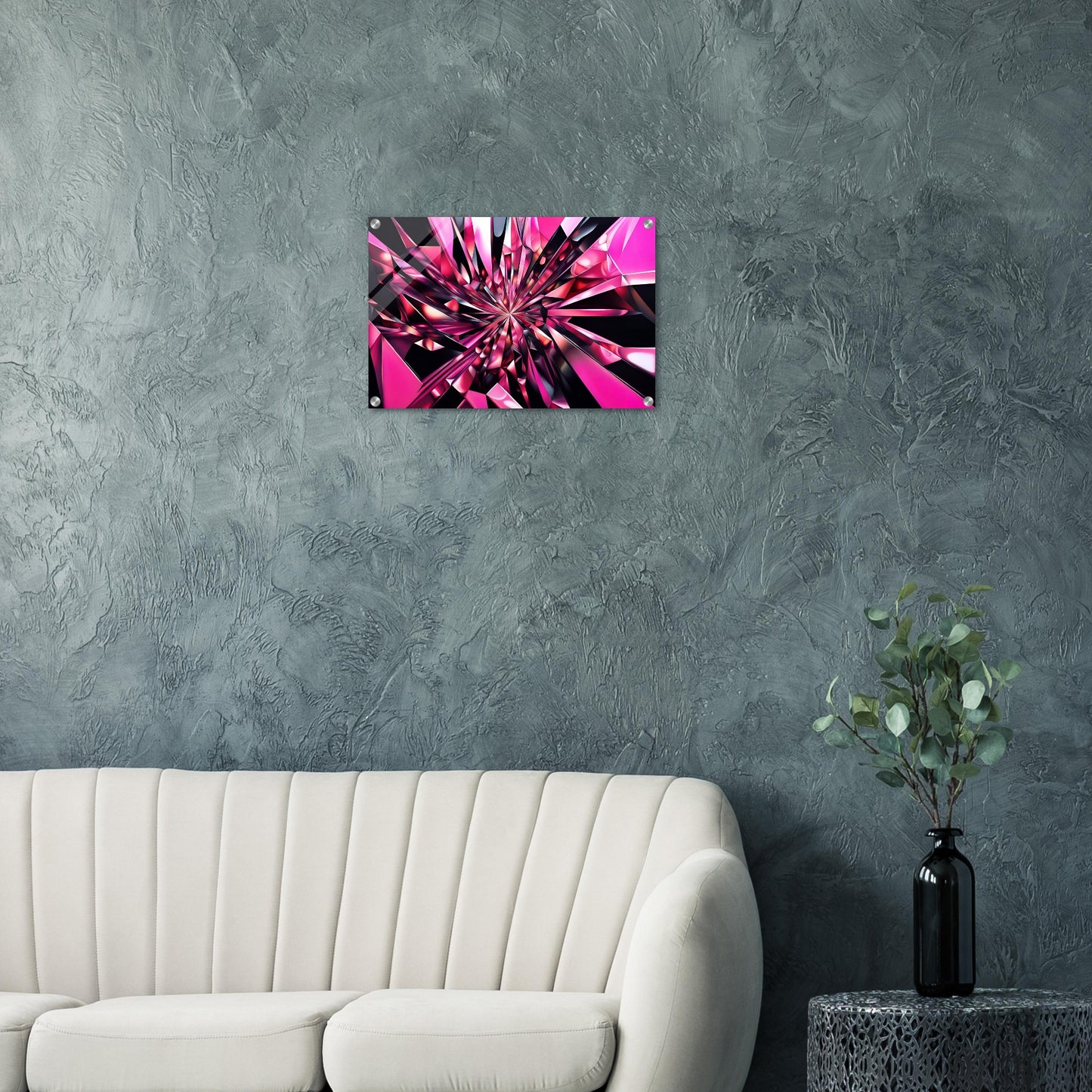 "Chromatic Symphony: Pink Noir Cubism" Cubism Acrylic Art