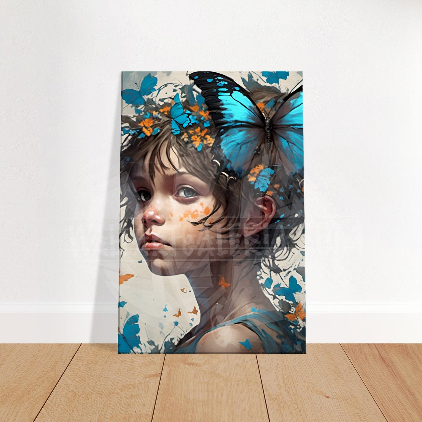 "Enchanted Dreams: Sweet Boy Amidst Fantasy Butterflies" 2D digital Art Canvas Art