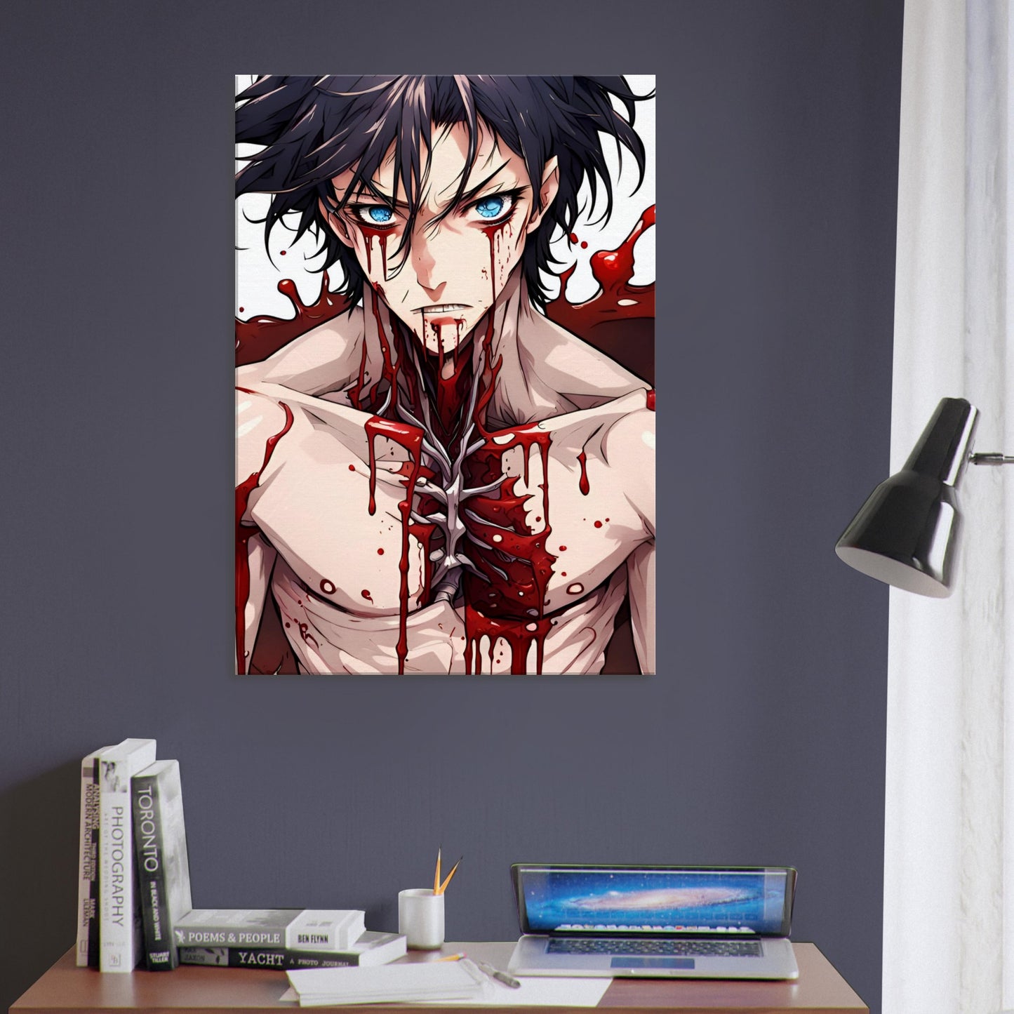 "Blooded Waters: The Enigmatic Descent" Anime Art Canvas Art