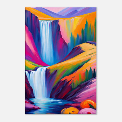 The Enchanting Purple-Orange Waterfall Fauvism Canvas Art