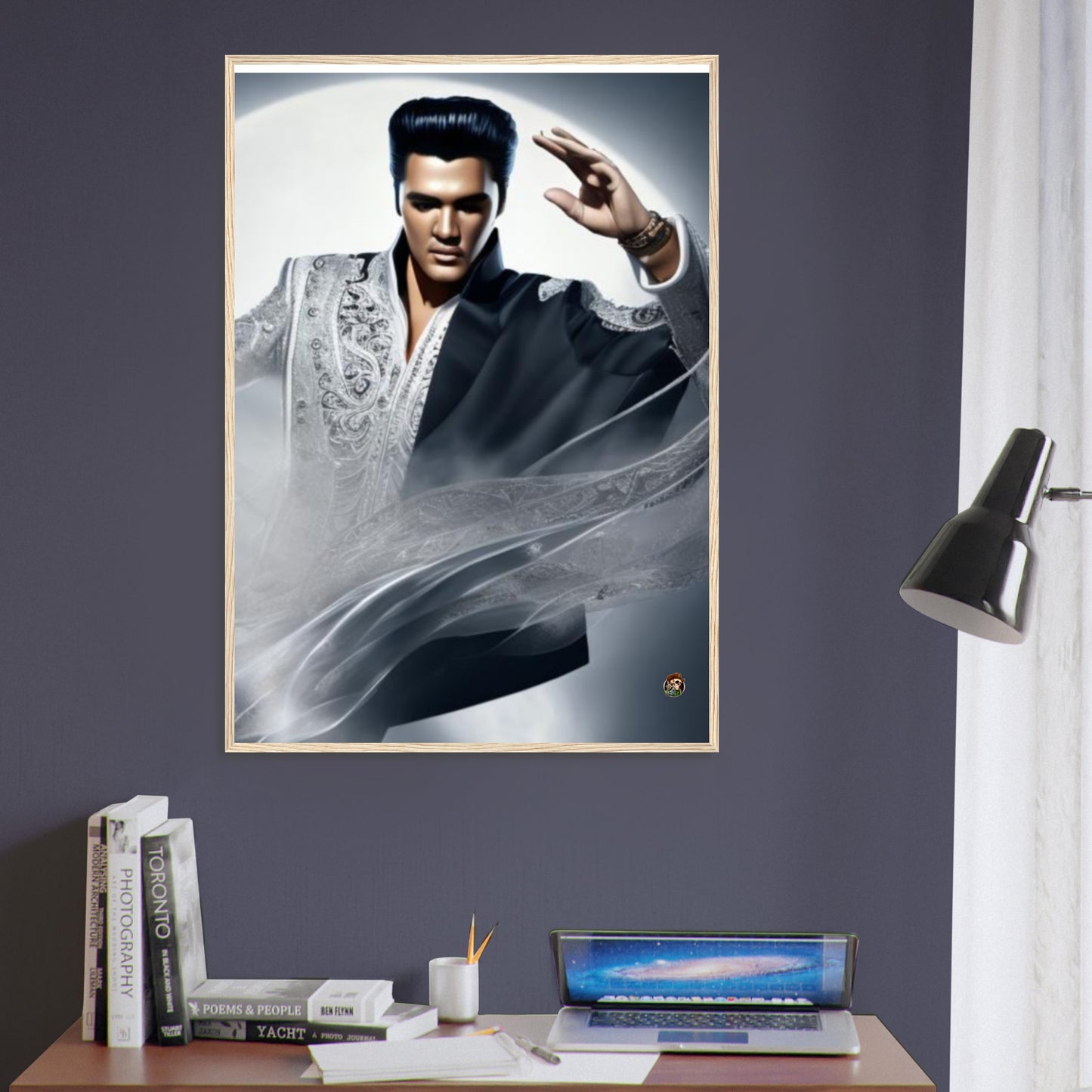 Elvis Presley Premium Semi-Glossy Wooden Framed Poster. created by Ötzi Frosty