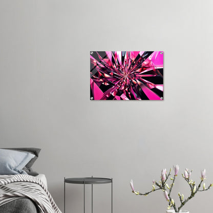 "Chromatic Symphony: Pink Noir Cubism" Cubism Acrylic Art