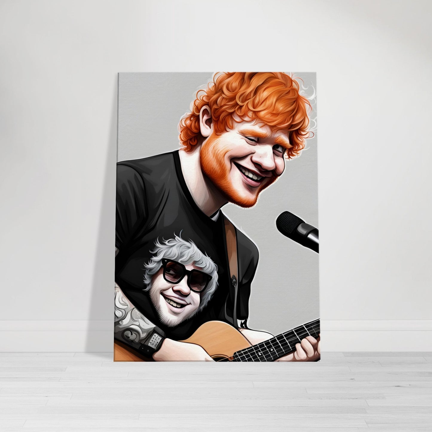 "Ed Sheeran: The Melodic Muse in Caricature" Caricature Art Canvas Art