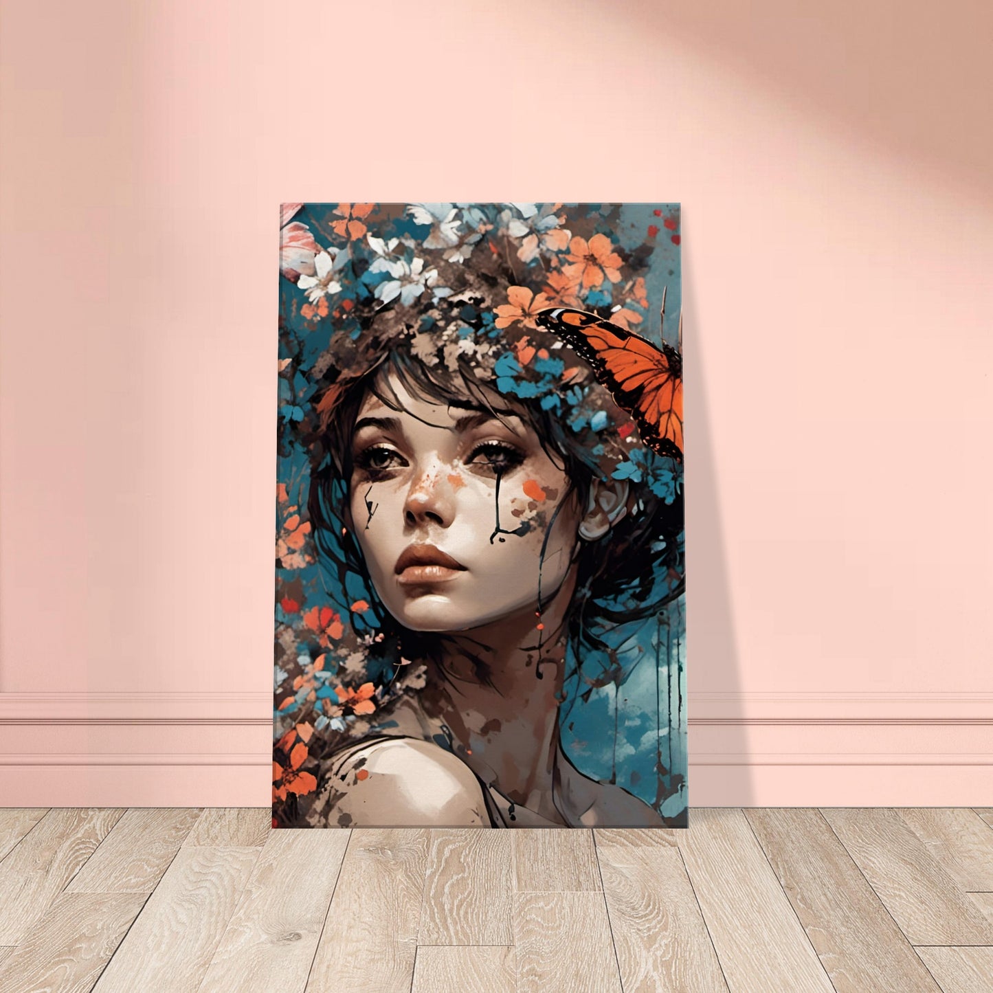 "Butterfly Waltz: The Sweet Fantasy of a Woman" 2D digital Art Canvas Art