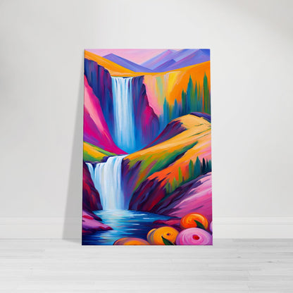 The Enchanting Purple-Orange Waterfall Fauvism Canvas Art