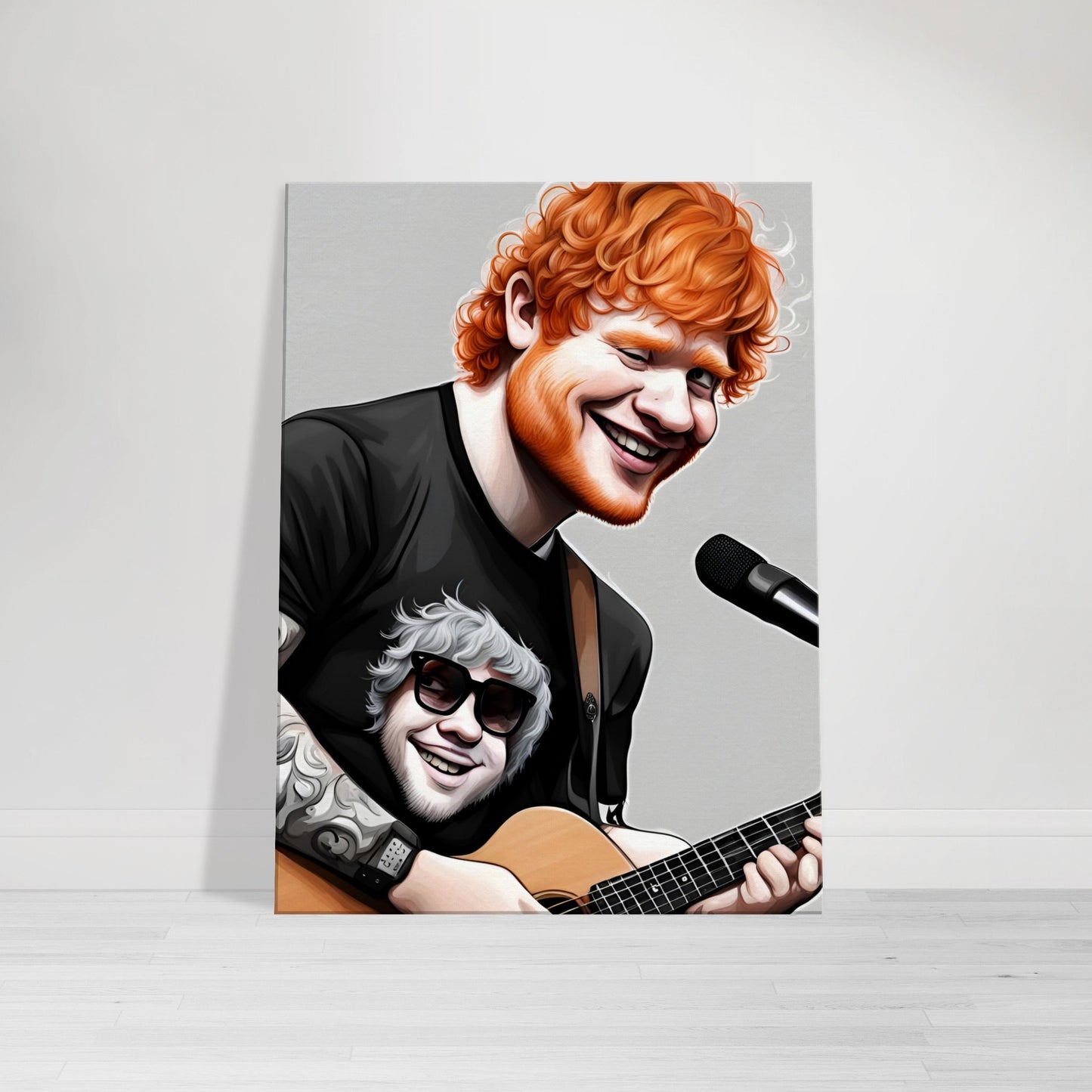 "Ed Sheeran: The Melodic Muse in Caricature" Caricature Art Canvas Art