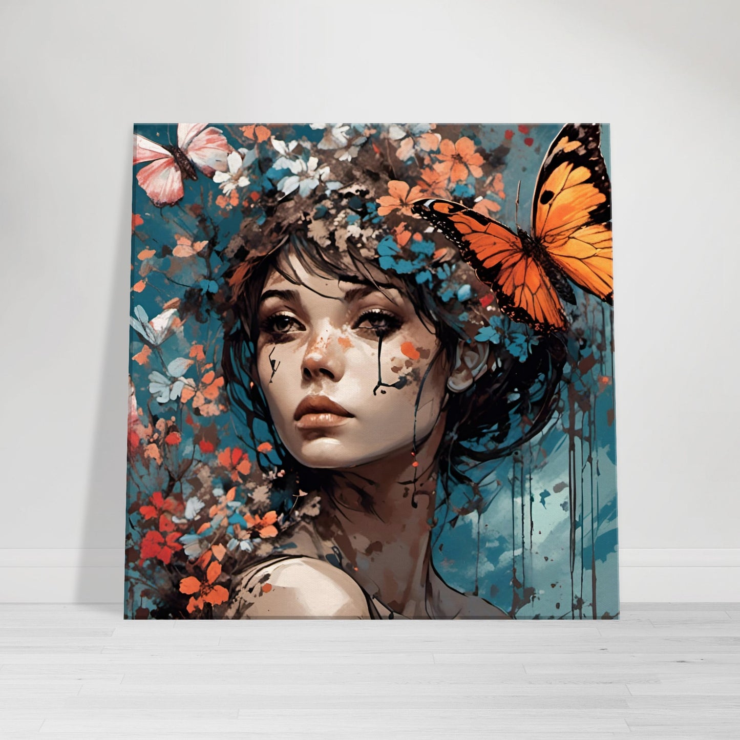 "Butterfly Waltz: The Sweet Fantasy of a Woman" 2D digital Art Canvas Art